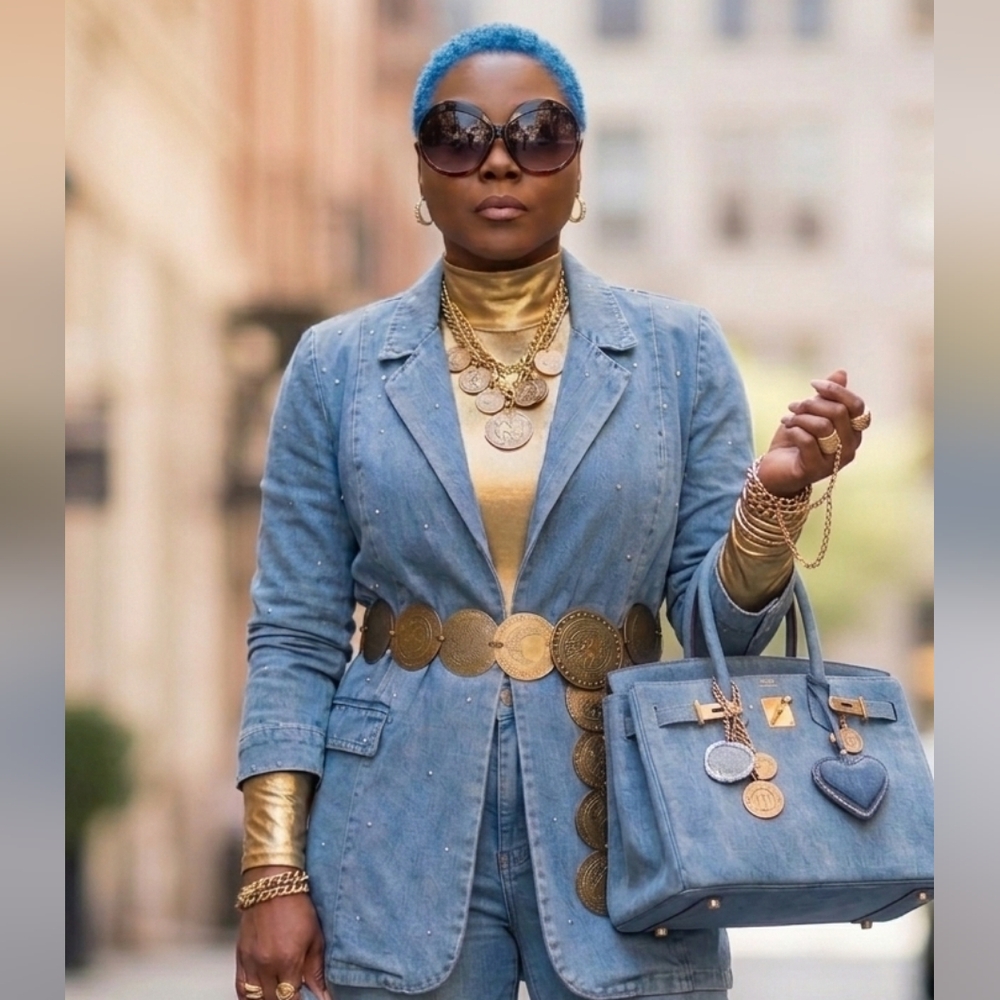 Denim Rhinestone Vintage Blazer (LIKE NEW)